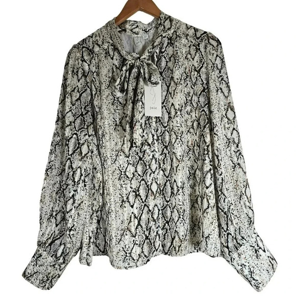Joie Womens Python Print Long Sleeve Blouse shirt Boutton down size XL - Picture 1 of 16